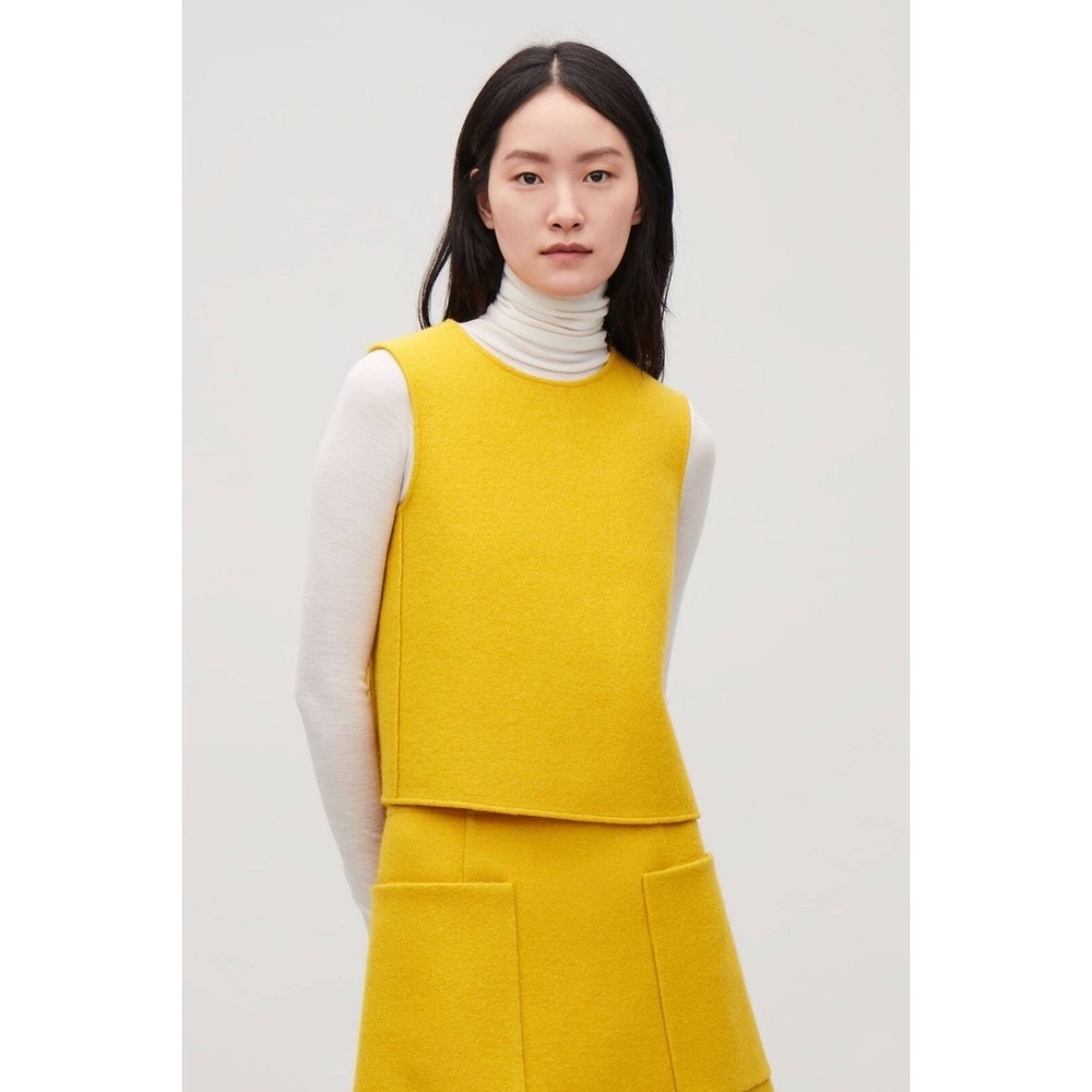 COS Mustard Yellow 100% Wool Sleeveless Boxy Top US 2